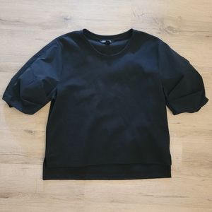 EUC Black Athleta Mixed Media Short Sleeve Blouse Top Medium